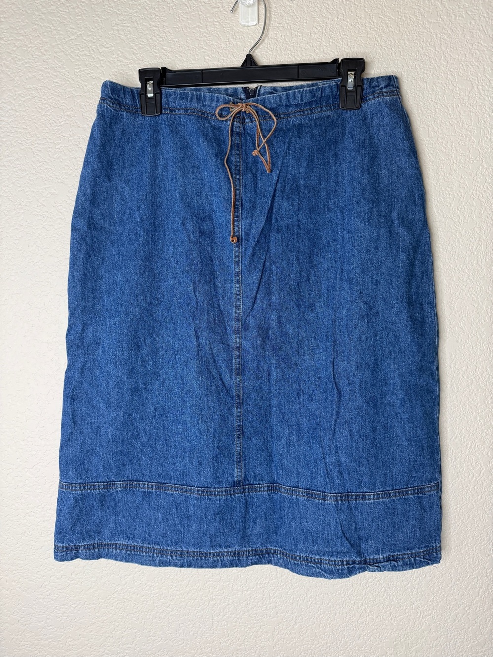 Classic Blue Denim Skirt with Drawstring Waist Vintage Studio Size 12